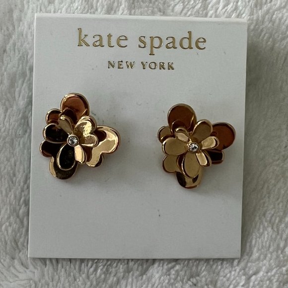 kate spade gold and white flower floral necklace and earrings set nwt and nwot - Picture 8 of 9